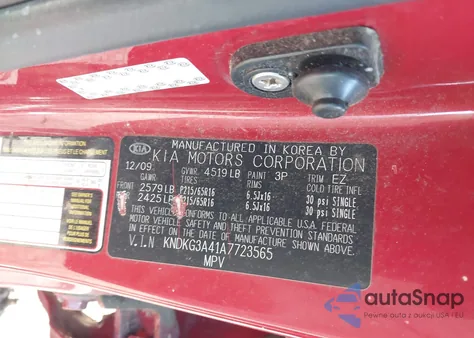 2010 Kia Sportage Lx z USA, uszkodzony, nr VIN KNDKG3A41A7723565